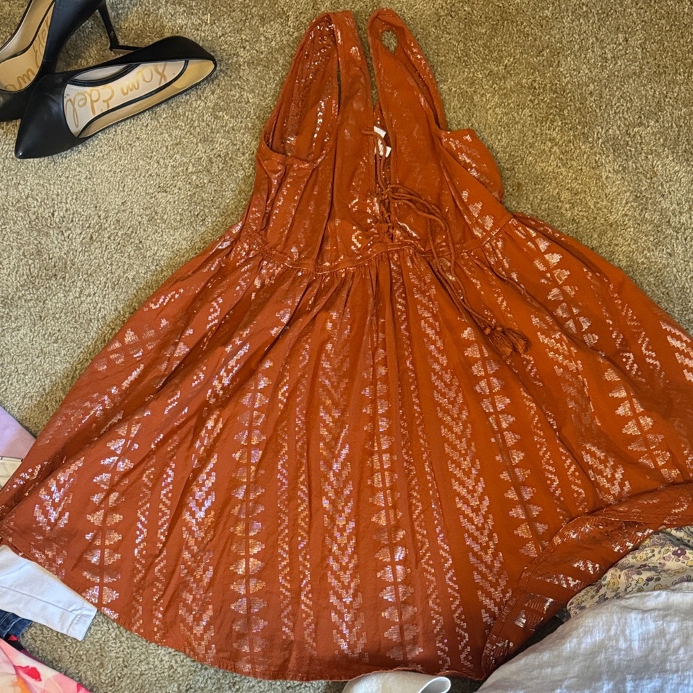 Shyanne Backless Orange Patterned Sundress